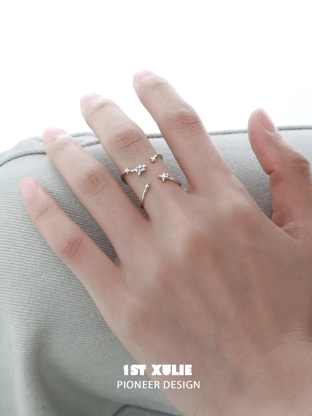 1ST XULIE "Star Trails" Asymmetrical Orbit Ring in 925 Sterling Silver - Back View