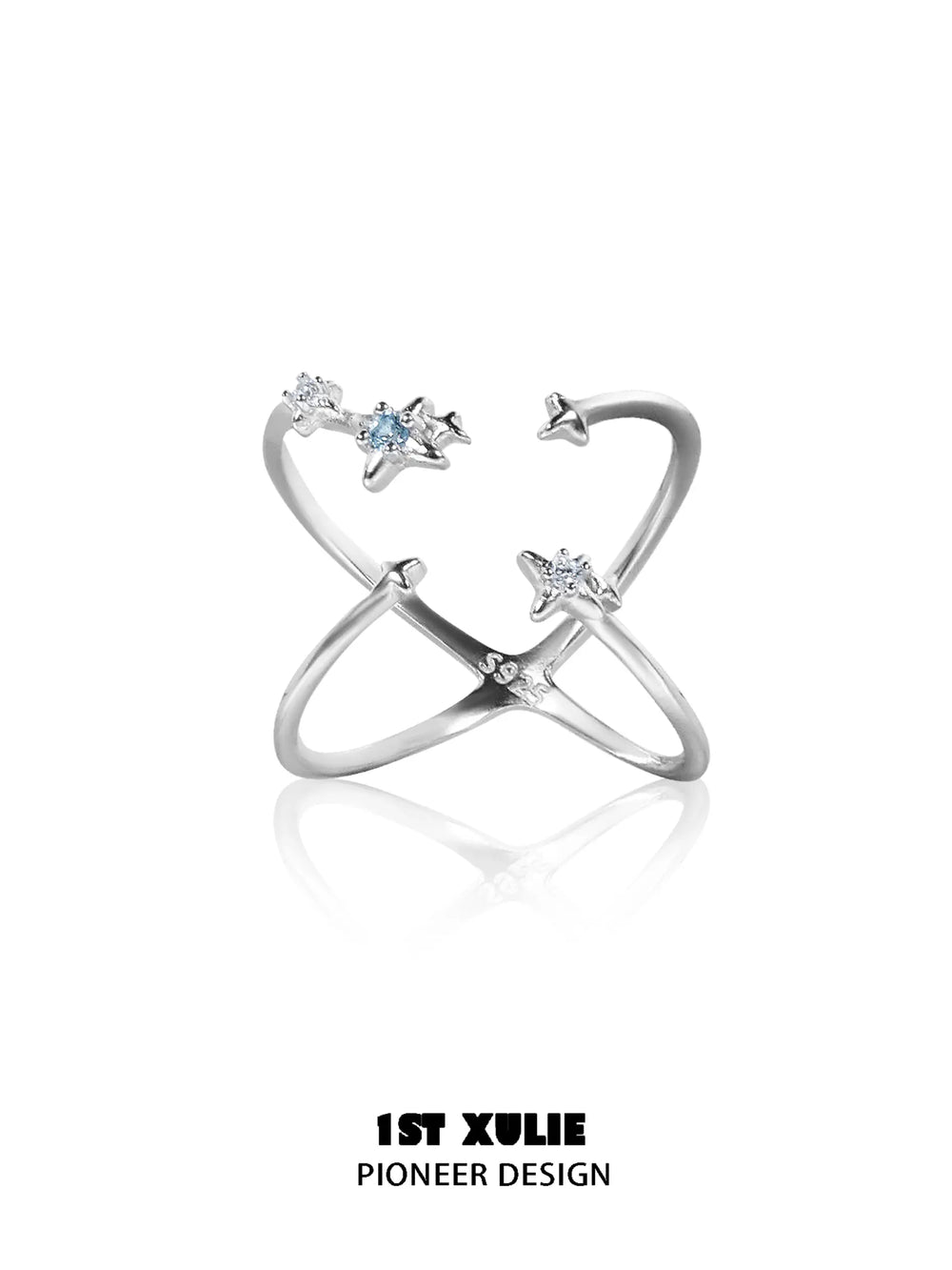 1ST XULIE "Star Trails" Asymmetrical Orbit Ring in 925 Sterling Silver - Product View