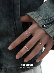 1ST XULIE "Star Trails" Asymmetrical Orbit Ring in 925 Sterling Silver - Packaging View