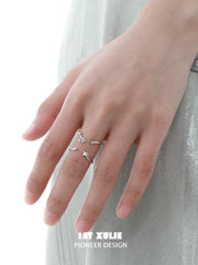 1ST XULIE "Star Trails" Asymmetrical Orbit Ring in 925 Sterling Silver - Side View