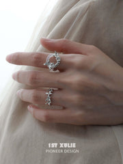 1ST XULIE "Whiterfly" Asymmetrical Skeletal Butterfly Ring in 925 Sterling Silver - Lifestyle Shot