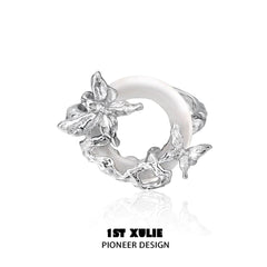 1ST XULIE "Whiterfly" Asymmetrical Skeletal Butterfly Ring in 925 Sterling Silver - Product View