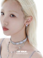 1ST XULIE "ATLANTIS" Fish Scale Hook Earrings in 925 Sterling Silver - On Model