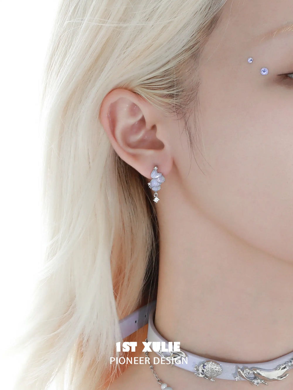 1ST XULIE "ATLANTIS" Fish Scale Hook Earrings in 925 Sterling Silver - Side View