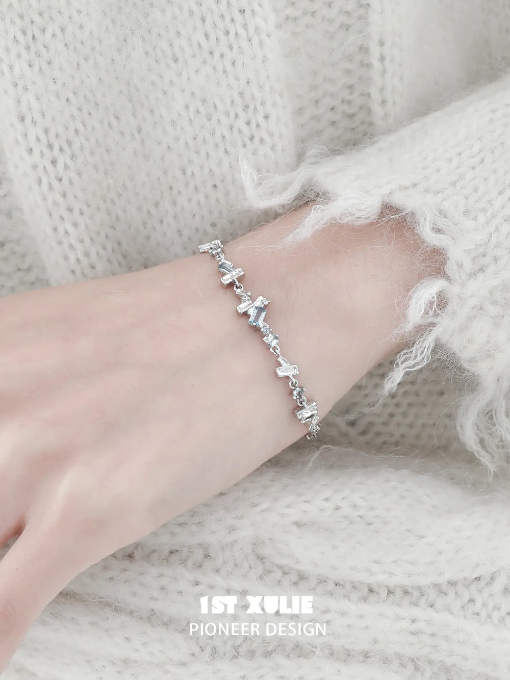 1ST XULIE Jewelry "THE SEA" Azure Zirconia Sea Realm Slider Bracelet - Product View