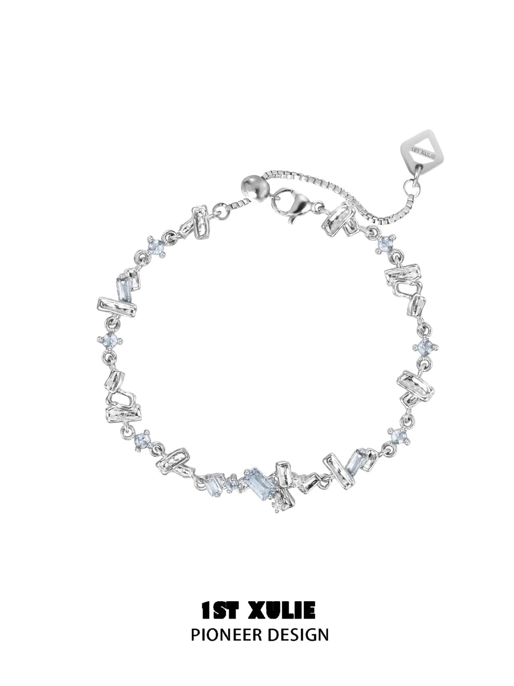 1ST XULIE Jewelry "THE SEA" Azure Zirconia Sea Realm Slider Bracelet - On Model