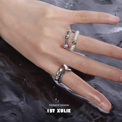 1ST XULIE "Tears of Mermaid" Statement Baroque Pearl Adjustable Open Ring in 925 Sterling Silver - Side View