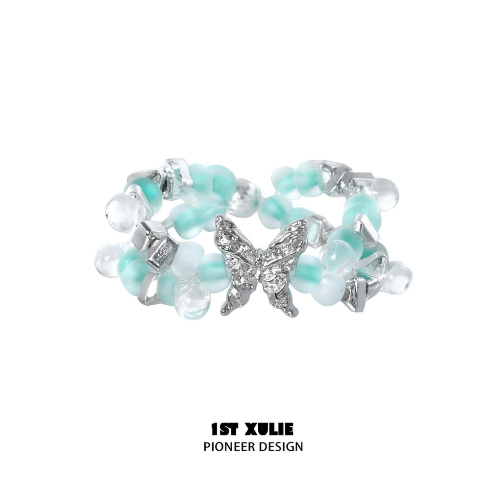 1ST XULIE "Whiterfly" Beaded Butterfly Stacking Ring in 925 Sterling Silver - Styles A & B View