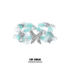 1ST XULIE "Whiterfly" Beaded Butterfly Stacking Ring in 925 Sterling Silver - Styles A & B View