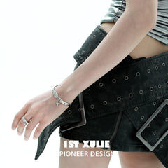 1ST XULIE "Star Trails" Belt Buckle Link Bracelet in Platinum Plated - Clasp Detail
