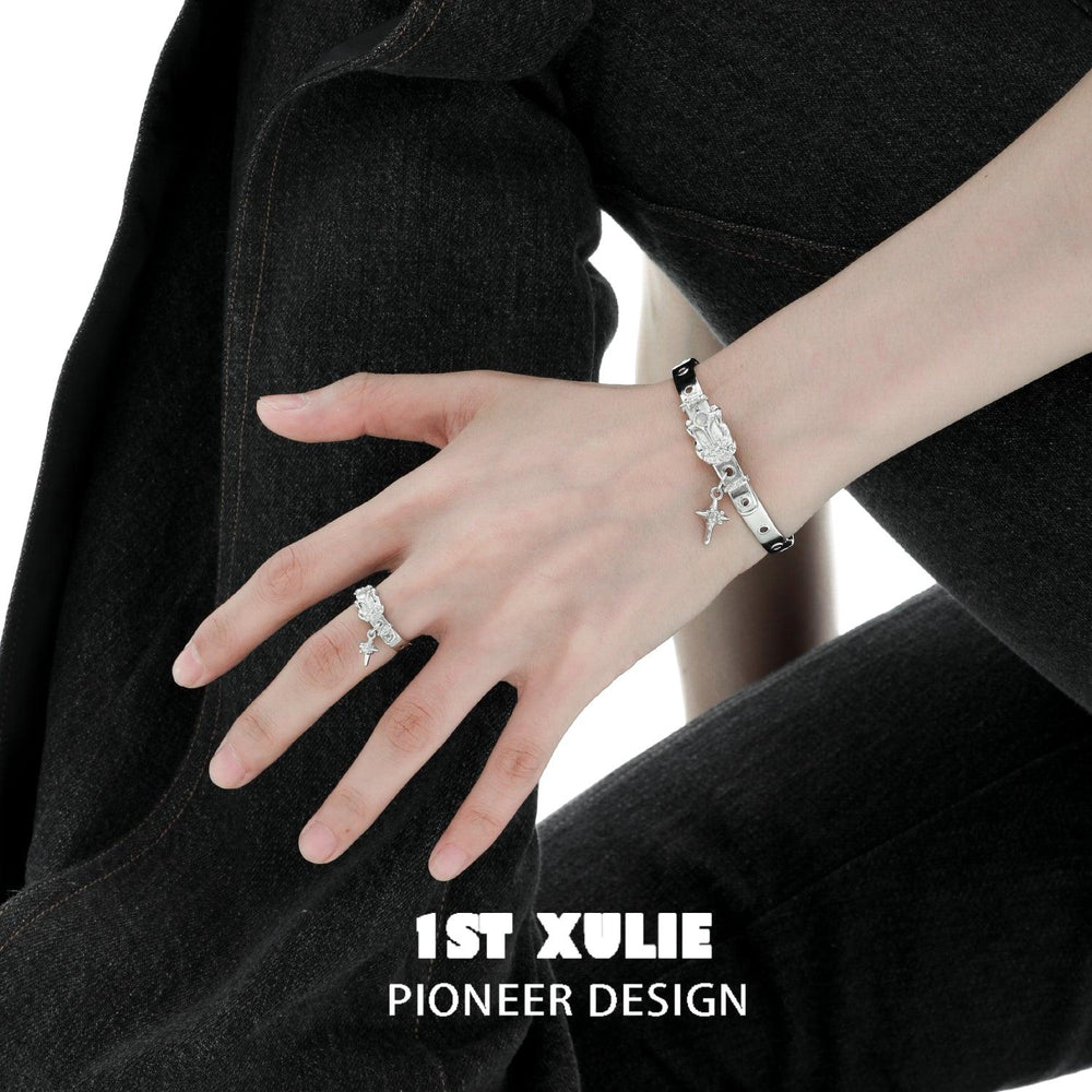 1ST XULIE "Star Trails" Belt Buckle Link Bracelet in Platinum Plated - Side View