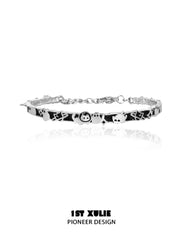 1ST XULIE "Ghosts" Whimsical Black Cat Charm Bangle Bracelet in 925 Sterling Silver - Detail Shot