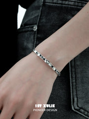 1ST XULIE "Ghosts" Whimsical Black Cat Charm Bangle Bracelet in 925 Sterling Silver - On Model Close-Up