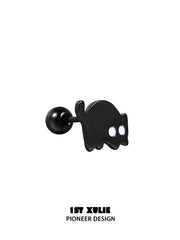 1ST XULIE "Ghosts Cat" Black Cat Stud Earrings in 925 Sterling Silver - Angled Product View