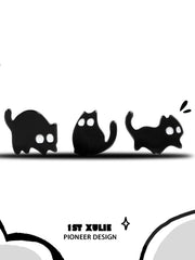 1ST XULIE "Ghosts Cat" Black Cat Stud Earrings in 925 Sterling Silver - Product View