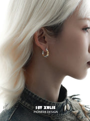1ST XULIE "Lucifer" Statement Black Swan Wing Hoop Earrings in Platinum Plated Brass - Angle View