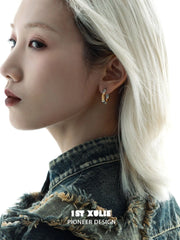 1ST XULIE "Lucifer" Statement Black Swan Wing Hoop Earrings in Platinum Plated Brass - Lifestyle Shot