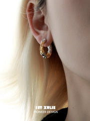 1ST XULIE "Lucifer" Statement Black Swan Wing Hoop Earrings in Platinum Plated Brass - Product View