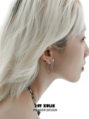 1ST XULIE "Silver Angel" Modern Geometric Block Chain Dangle Earrings in Platinum Plated Brass - Packaging View