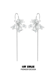 1ST XULIE Jewelry "Irises" Blue Iris Dangle Earrings in Silver Plated - Size Comparison