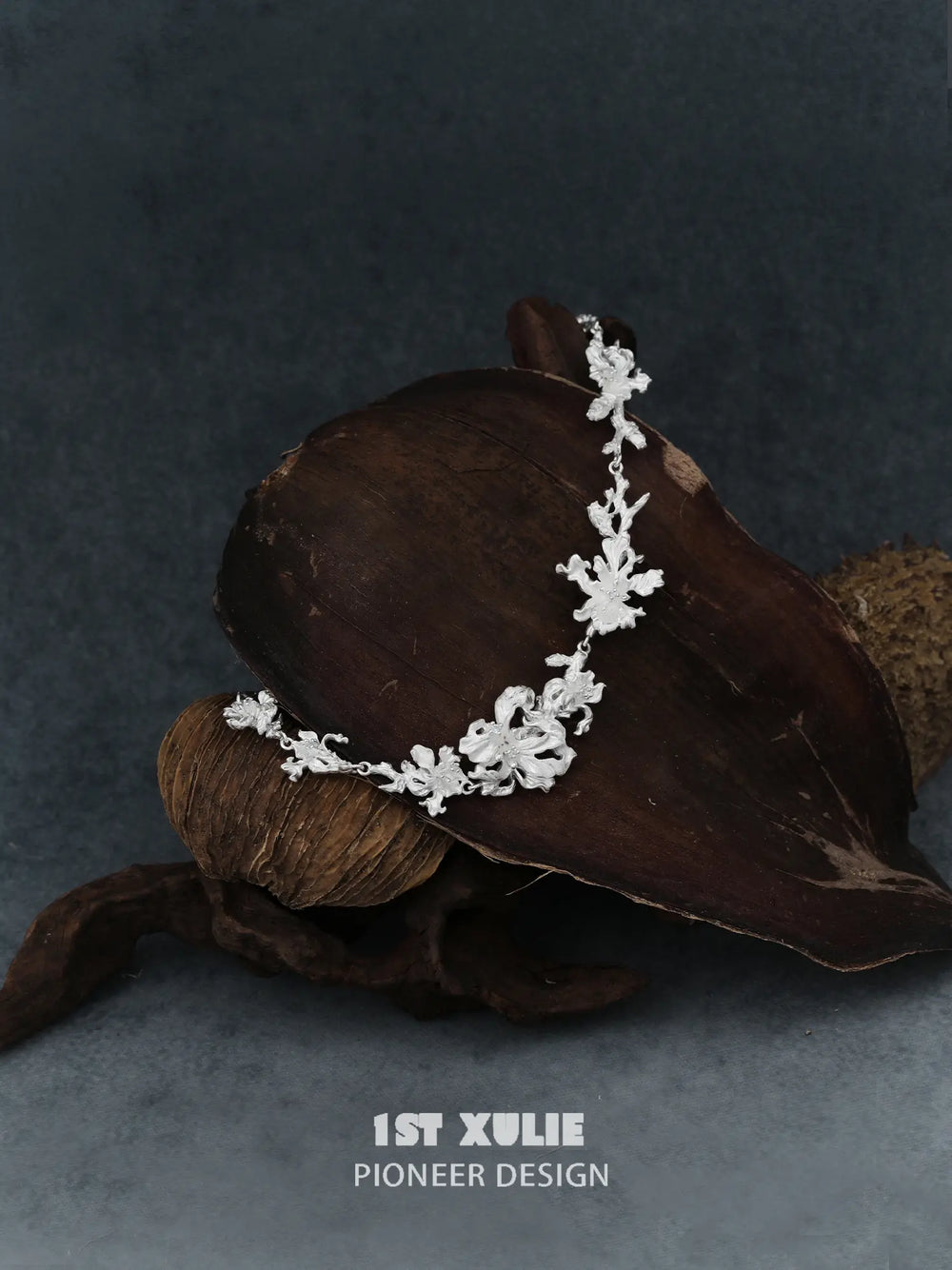 1ST XULIE Jewelry "Irises" Blue Zirconia Iris Necklace in Platinum Plated - Product View