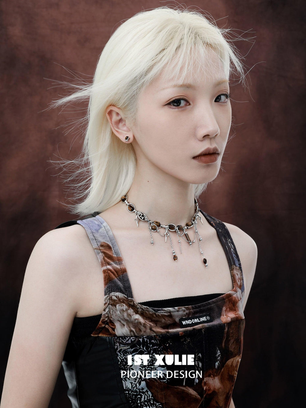 1ST XULIE "Desert Sunset" Boho Tiger Eye Tassel Necklace in 18K Gold Plated Brass - Detail Shot