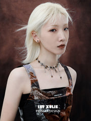 1ST XULIE "Desert Sunset" Boho Tiger Eye Tassel Necklace in 18K Gold Plated Brass - Detail Shot