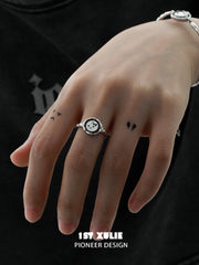 1ST XULIE "Mood Diary" Broken Heart Enamel Open Ring in 925 Sterling Silver - Side View