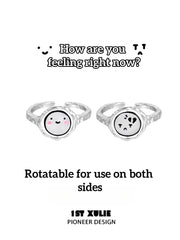 1ST XULIE "Mood Diary" Broken Heart Enamel Open Ring in 925 Sterling Silver - Product View