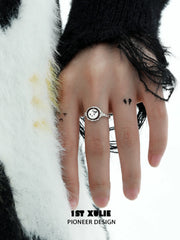 1ST XULIE "Mood Diary" Broken Heart Enamel Open Ring in 925 Sterling Silver - On Model