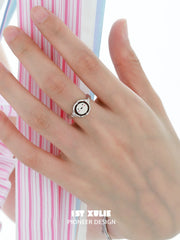 1ST XULIE "Mood Diary" Broken Heart Enamel Open Ring in 925 Sterling Silver - On Model Close-up