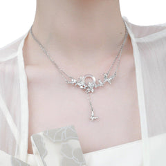 1ST XULIE "Whiterfly" Elegant Butterfly Chalcedony Pendant Necklace in 24K Gold Plated 925 Silver - Angled Product View