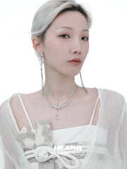 1ST XULIE "Whiterfly" Elegant Butterfly Chalcedony Pendant Necklace in 24K Gold Plated 925 Silver - Back View with Clasp