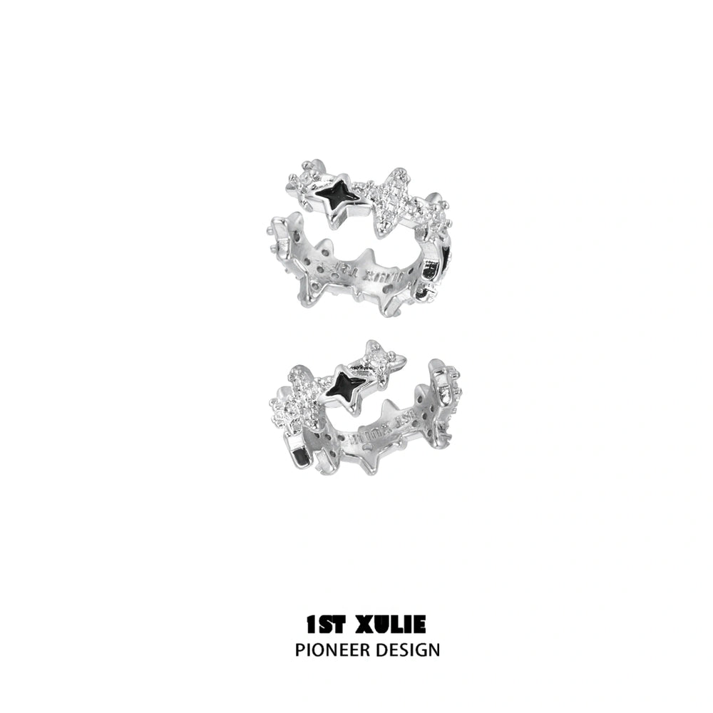 1ST XULIE "Star Trails" Dainty Butterfly Ear Clips & Stud Earrings in 925 Sterling Silver - Detail Shot On Model