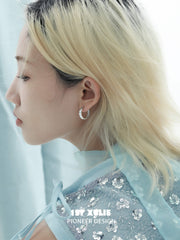 1ST XULIE "Whiterfly" Butterfly Wing Hoop Earrings in 925 Sterling Silver - Lifestyle Shot