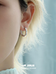 1ST XULIE "Whiterfly" Butterfly Wing Hoop Earrings in 925 Sterling Silver - On Model