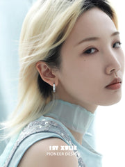 1ST XULIE "Whiterfly" Butterfly Wing Hoop Earrings in 925 Sterling Silver - On Model Close-Up