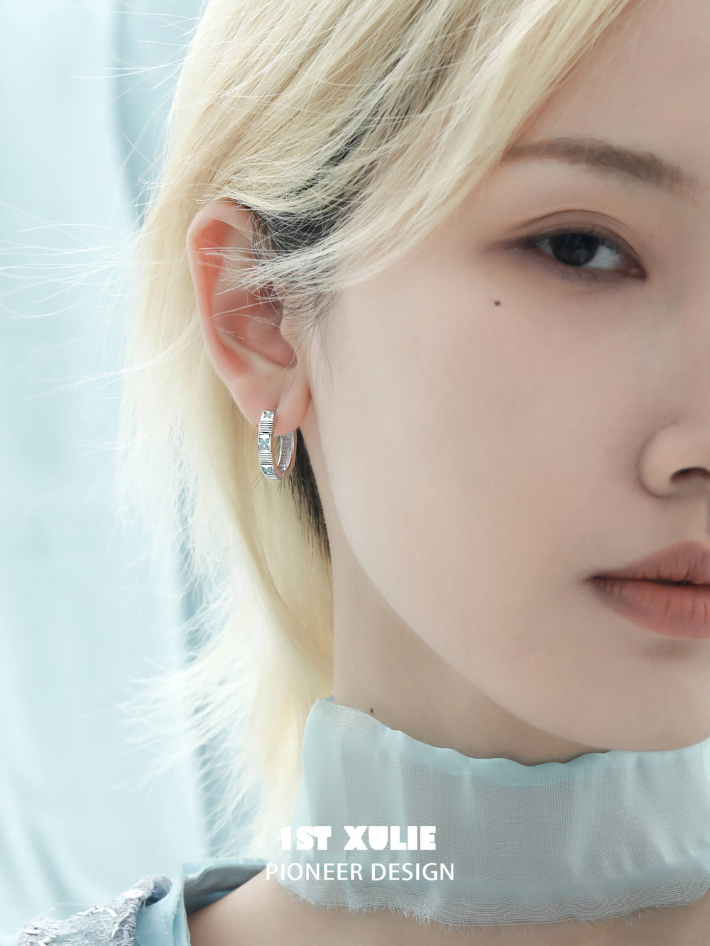 1ST XULIE "Whiterfly" Butterfly Wing Hoop Earrings in 925 Sterling Silver - Product View