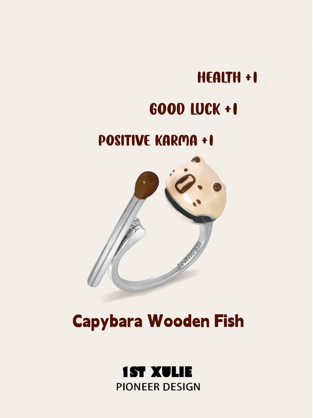 1ST XULIE Jewelry "POUR-OVER CAPYBARA" Capybara Zen Fidget Ring in Brass - Texture View