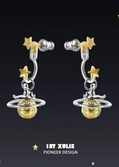 1ST XULIE "Cat's Gaze" Detachable Cat Head Dangle Stud Earrings in Platinum Plated Brass - On Model