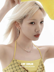 1ST XULIE "Starry Sky Snake" Celestial Coiled Snake Pendant Necklace in Platinum & 18K Gold Plate - Side View