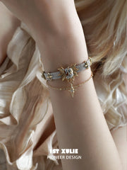 1ST XULIE "DREAM HORSE" Celestial Dream Unicorn Bracelet in 18K Gold & Platinum Plating - On Model