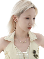 1ST XULIE "Starry Sky Snake" Celestial Snake & Star Dangle Earrings in 18K Gold & Platinum Plating - Lifestyle Shot