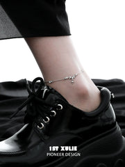 1ST XULIE "Star Trails" Dainty Celestial Star Trails Anklet in 925 Sterling Silver - Clasp Detail