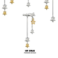 1ST XULIE "CAT'S GAZE" Celestial Star Dangle Ear Clips in Platinum Plated - Lifestyle Shot