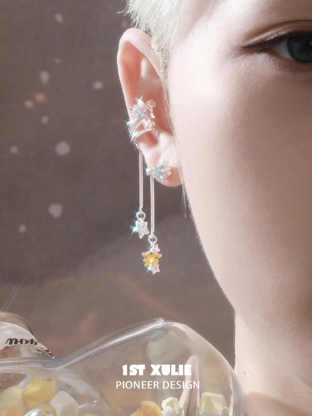 1ST XULIE Jewelry "WISHING STAR" Zirconia Celestial Star Non-Pierced Ear Cuffs - Angle 2