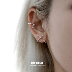 1ST XULIE "Star Trails" Celestial Star Orbit Ear Clips in 925 Sterling Silver - Lifestyle Shot