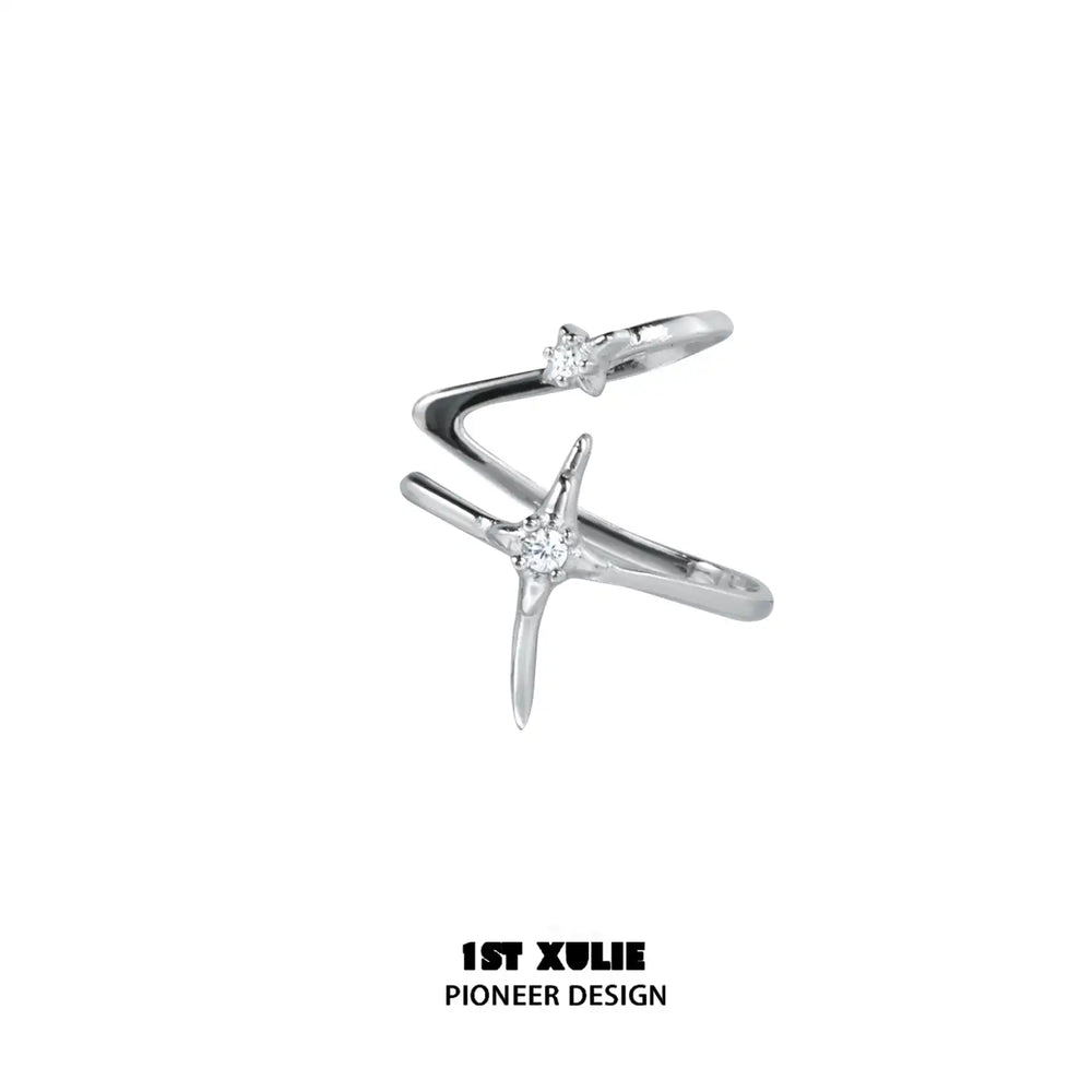 1ST XULIE "Star Trails" Celestial Star Orbit Ear Clips in 925 Sterling Silver - Product View