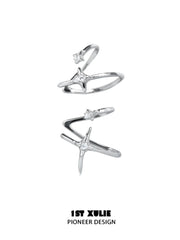 1ST XULIE "Star Trails" Celestial Star Orbit Ear Clips in 925 Sterling Silver - On Model