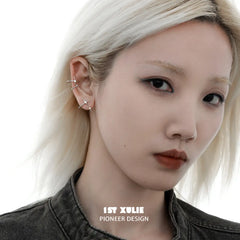 1ST XULIE "Star Trails" Celestial Star Orbit Ear Clips in 925 Sterling Silver - Product View